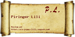 Piringer Lili névjegykártya